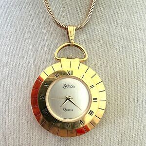 Vintage Sutton Quartz Pendant Watch Necklace